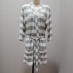 PINK Victoria's Secret Gray and White Striped Robe Sz. XS